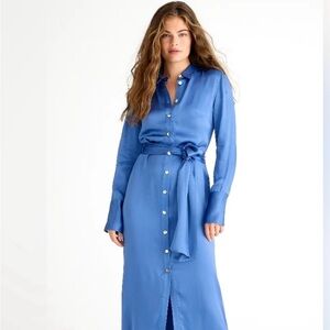 J. Crew drapery shirtdress in luster crepe - Delphinium blue